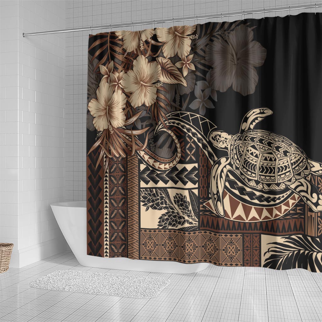 Vaiaso o le Gagana Samoa Shower Curtain Siapo Motif Black LT7 - Polynesian Pride