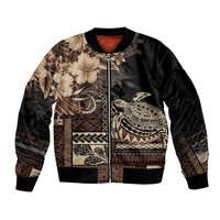 Vaiaso o le Gagana Samoa Sleeve Zip Bomber Jacket Siapo Motif Black LT7 Unisex Black - Polynesian Pride