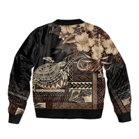 Vaiaso o le Gagana Samoa Sleeve Zip Bomber Jacket Siapo Motif Black LT7 - Polynesian Pride