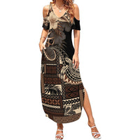 Vaiaso o le Gagana Samoa Summer Maxi Dress Siapo Motif Black LT7 Women Black - Polynesian Pride