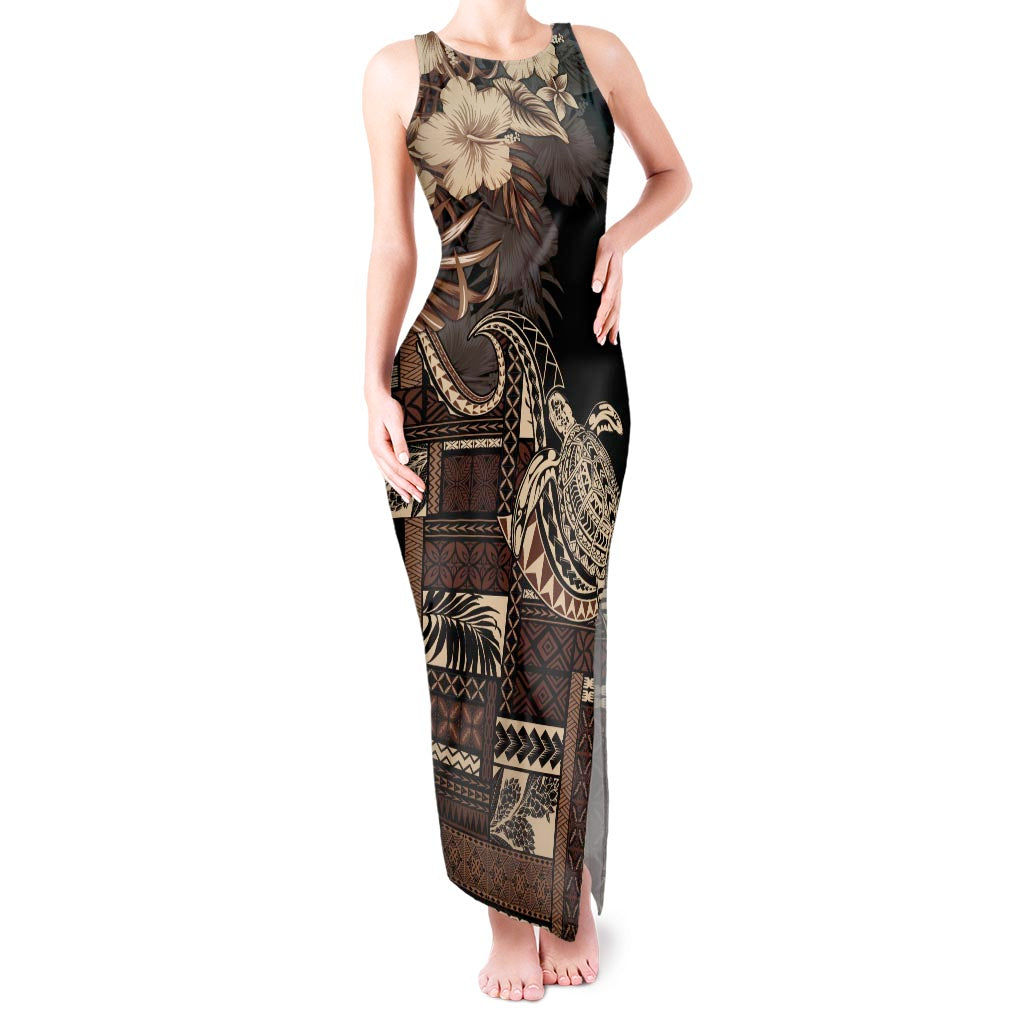 Vaiaso o le Gagana Samoa Tank Maxi Dress Siapo Motif Black LT7 Women Black - Polynesian Pride