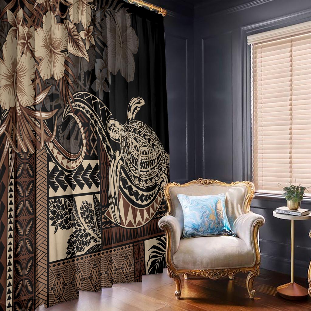 Vaiaso o le Gagana Samoa Window Curtain Siapo Motif Black LT7 - Polynesian Pride