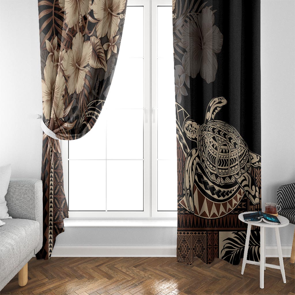 Vaiaso o le Gagana Samoa Window Curtain Siapo Motif Black LT7 - Polynesian Pride