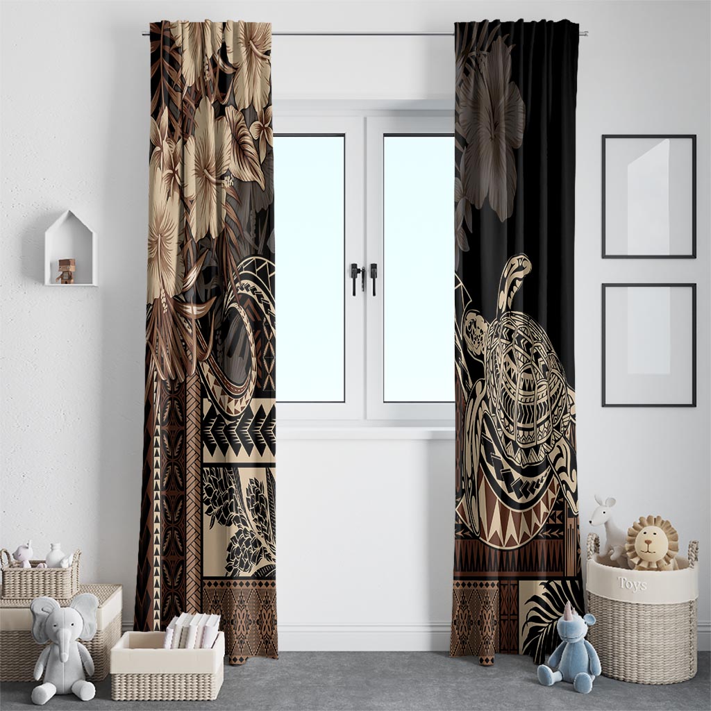 Vaiaso o le Gagana Samoa Window Curtain Siapo Motif Black LT7 - Polynesian Pride