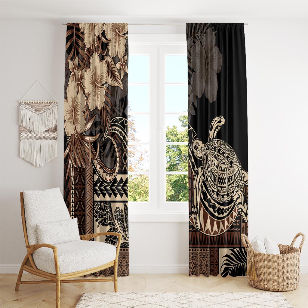 Vaiaso o le Gagana Samoa Window Curtain Siapo Motif Black LT7 - Polynesian Pride