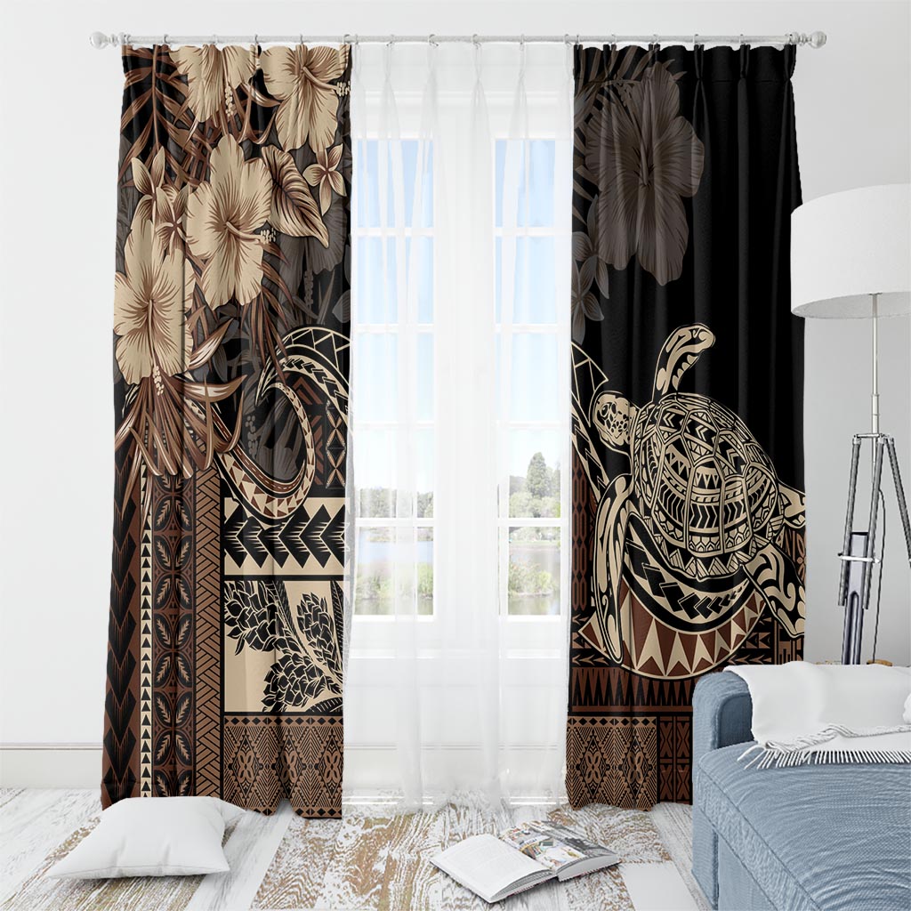 Vaiaso o le Gagana Samoa Window Curtain Siapo Motif Black LT7 - Polynesian Pride