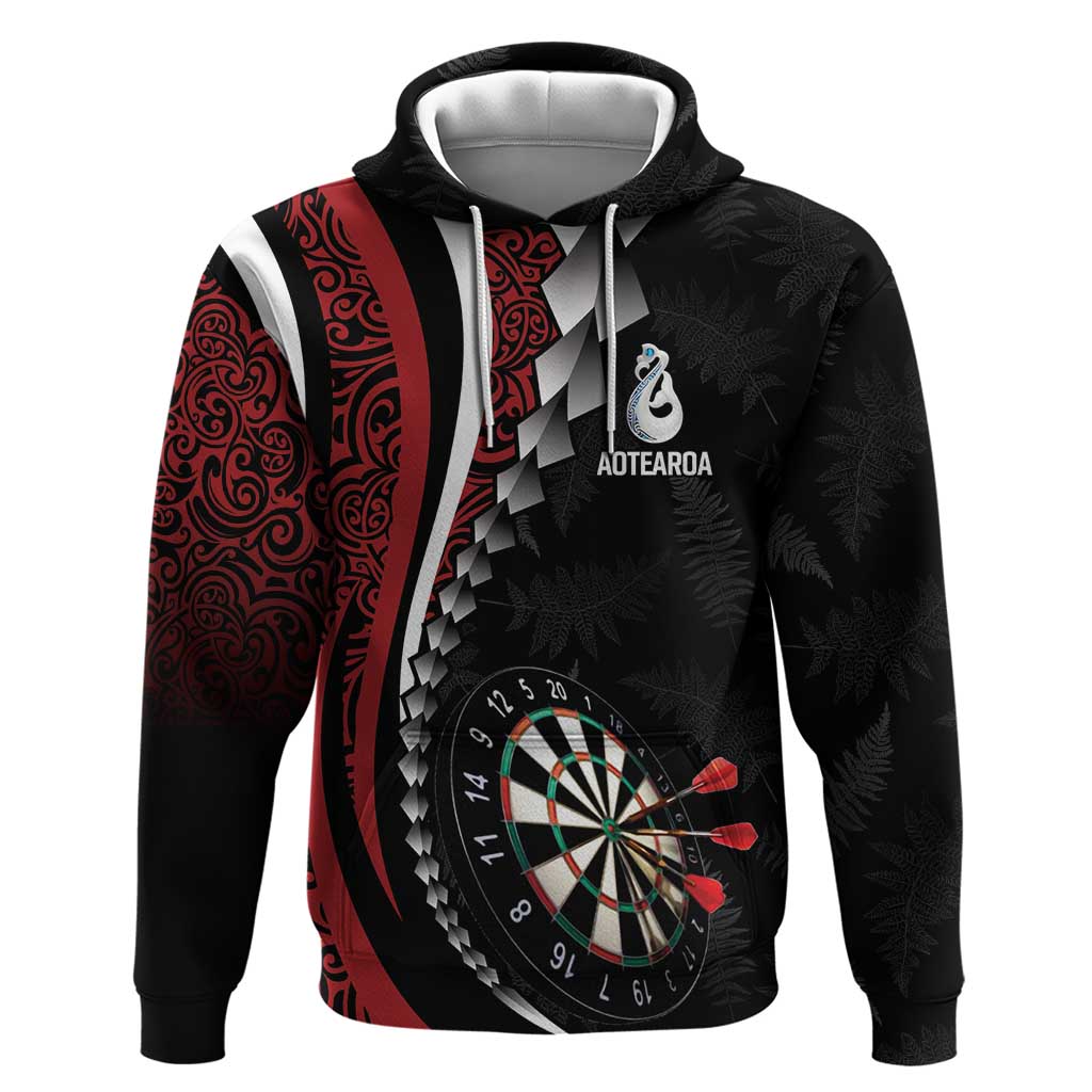 Personalized New Zealand Darts Hoodie Kowhaiwhai Whero Koiri - Manaia LT7 Pullover Hoodie Red - Polynesian Pride