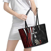 Personalized New Zealand Darts Leather Tote Bag Kowhaiwhai Whero Koiri - Manaia LT7 - Polynesian Pride