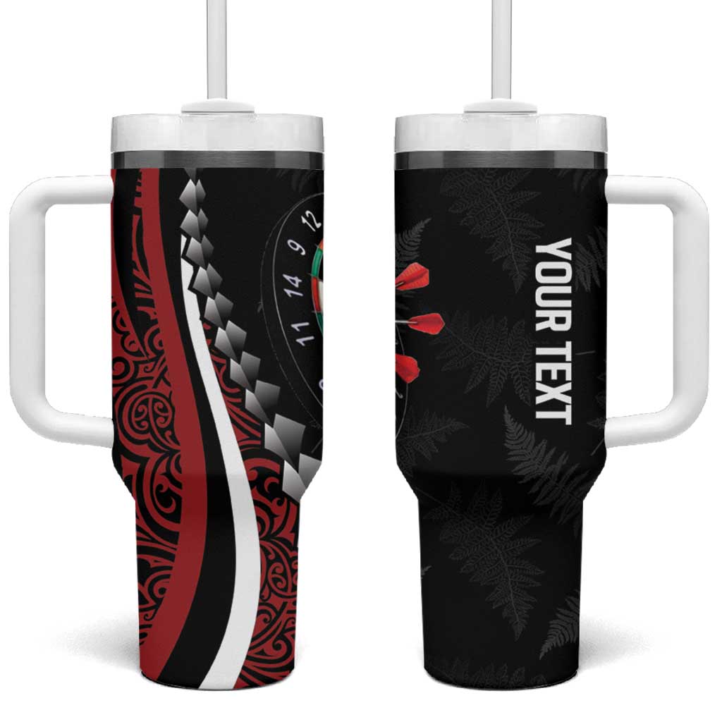 Personalized New Zealand Darts Tumbler With Handle Kowhaiwhai Whero Koiri - Manaia LT7 One Size: 40 oz Red - Polynesian Pride