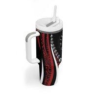 Personalized New Zealand Darts Tumbler With Handle Kowhaiwhai Whero Koiri - Manaia LT7 - Polynesian Pride