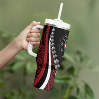 Personalized New Zealand Darts Tumbler With Handle Kowhaiwhai Whero Koiri - Manaia LT7 - Polynesian Pride