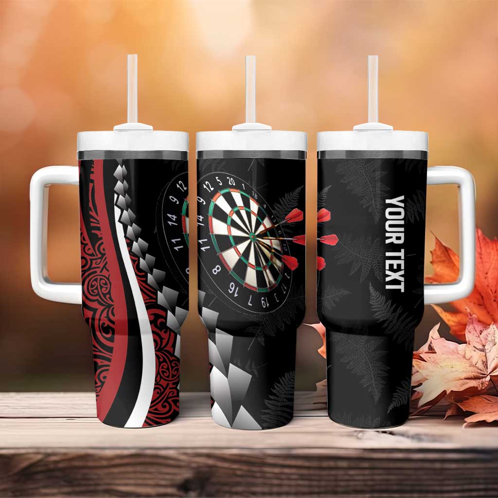 Personalized New Zealand Darts Tumbler With Handle Kowhaiwhai Whero Koiri - Manaia LT7 - Polynesian Pride