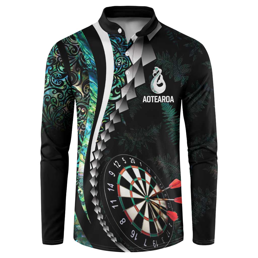 Personalized New Zealand Darts Button Sweatshirt Paua Shell Koiri - Manaia LT7 Green - Polynesian Pride