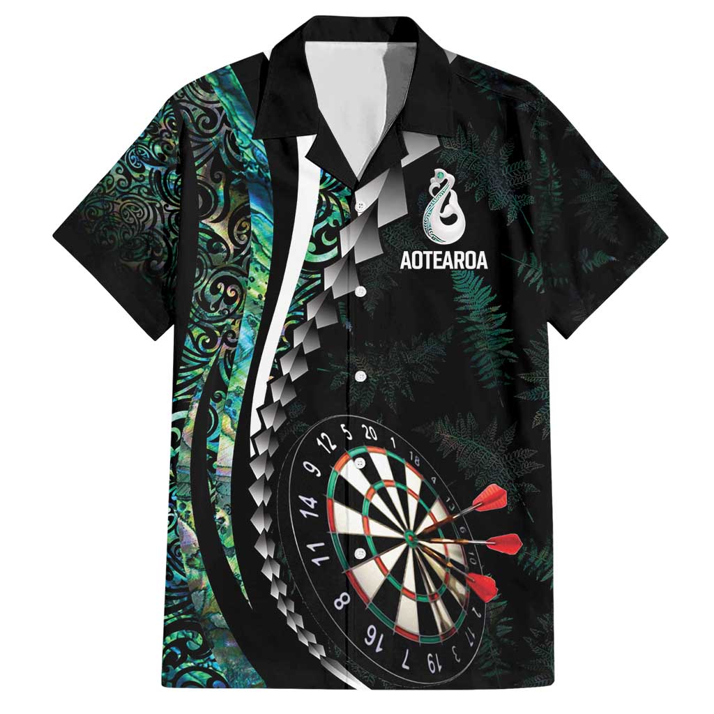 Personalized New Zealand Darts Hawaiian Shirt Paua Shell Koiri - Manaia LT7 Green - Polynesian Pride