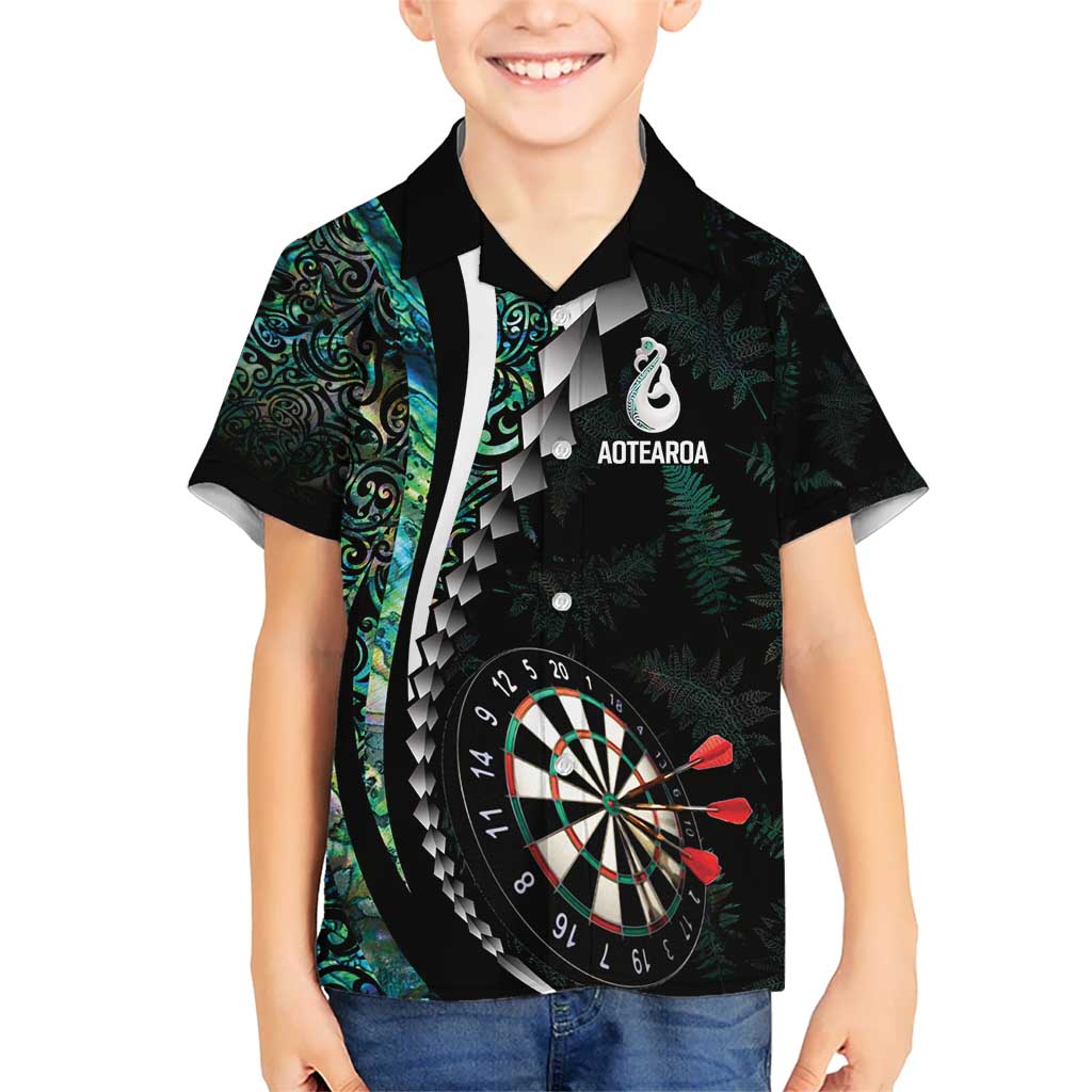Personalized New Zealand Darts Kid Hawaiian Shirt Paua Shell Koiri - Manaia LT7 Kid Green - Polynesian Pride