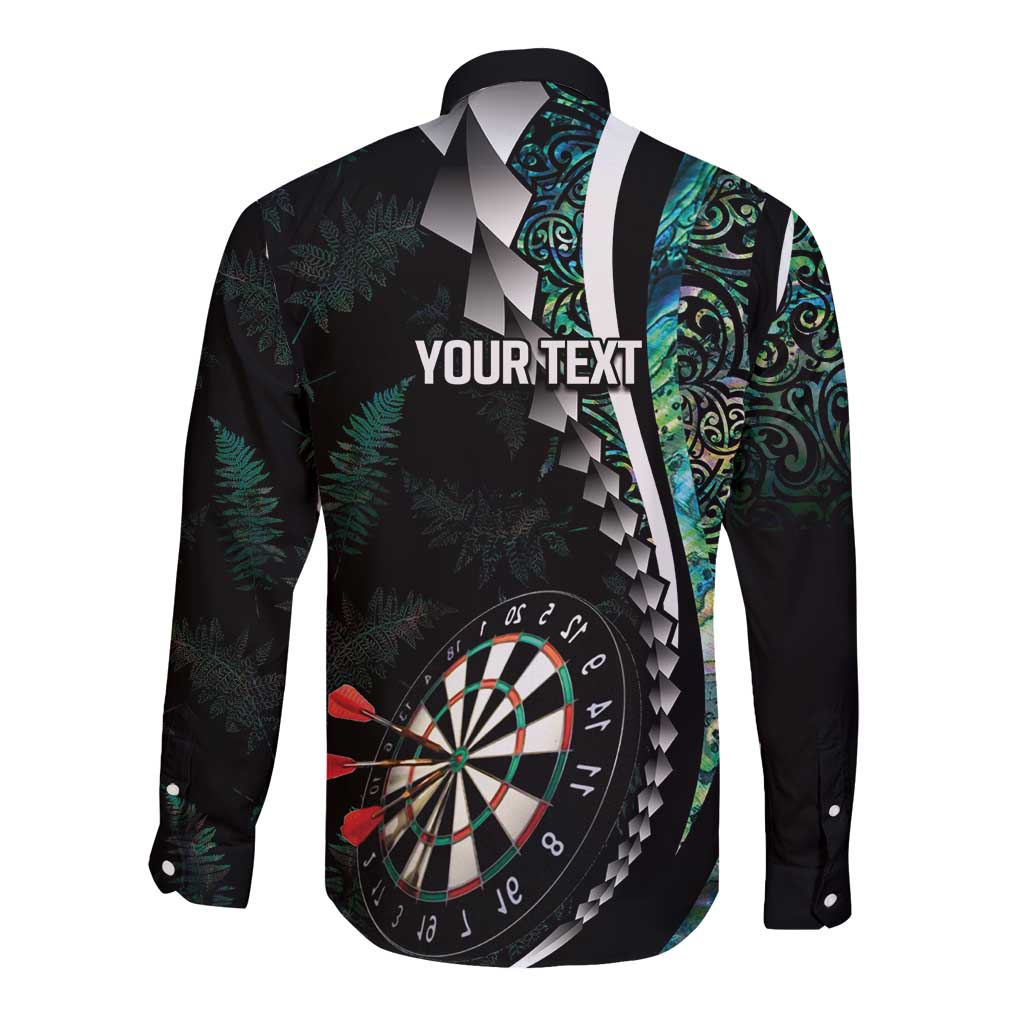 Personalized New Zealand Darts Long Sleeve Button Shirt Paua Shell Koiri - Manaia LT7 - Polynesian Pride