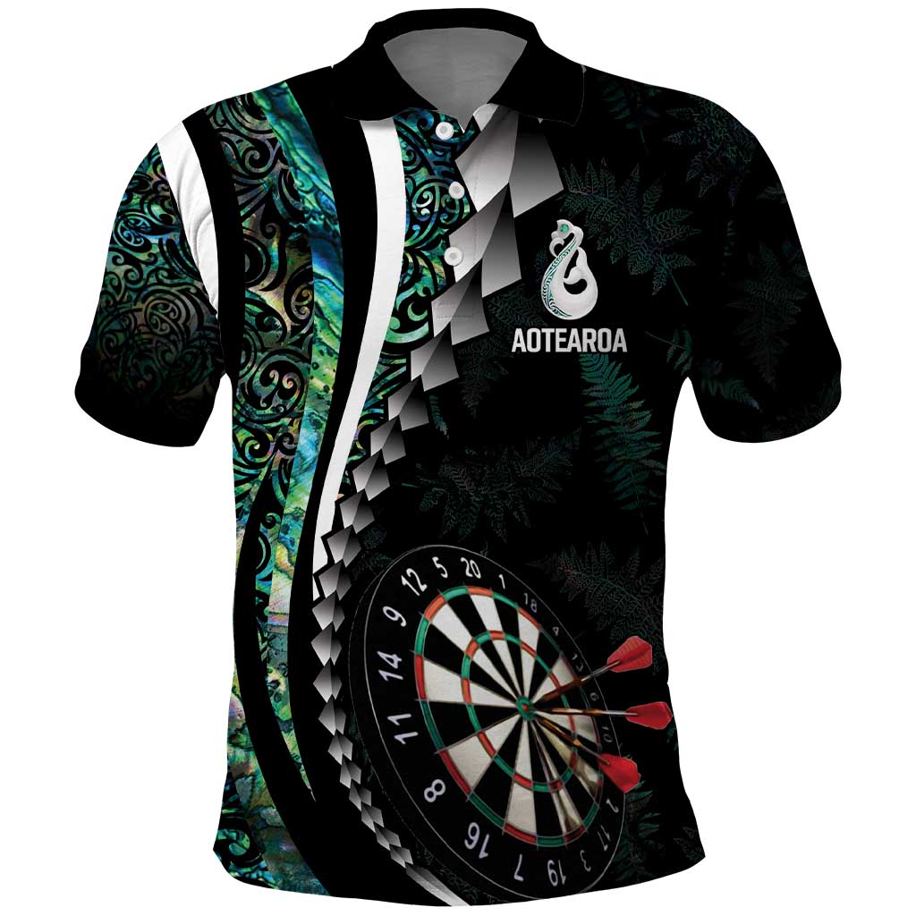Personalized New Zealand Darts Polo Shirt Paua Shell Koiri - Manaia LT7 Green - Polynesian Pride