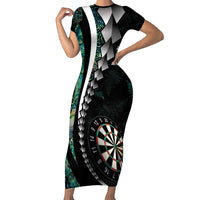 Personalized New Zealand Darts Short Sleeve Bodycon Dress Paua Shell Koiri - Manaia LT7 Long Dress Green - Polynesian Pride