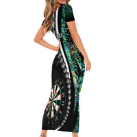 Personalized New Zealand Darts Short Sleeve Bodycon Dress Paua Shell Koiri - Manaia LT7 - Polynesian Pride