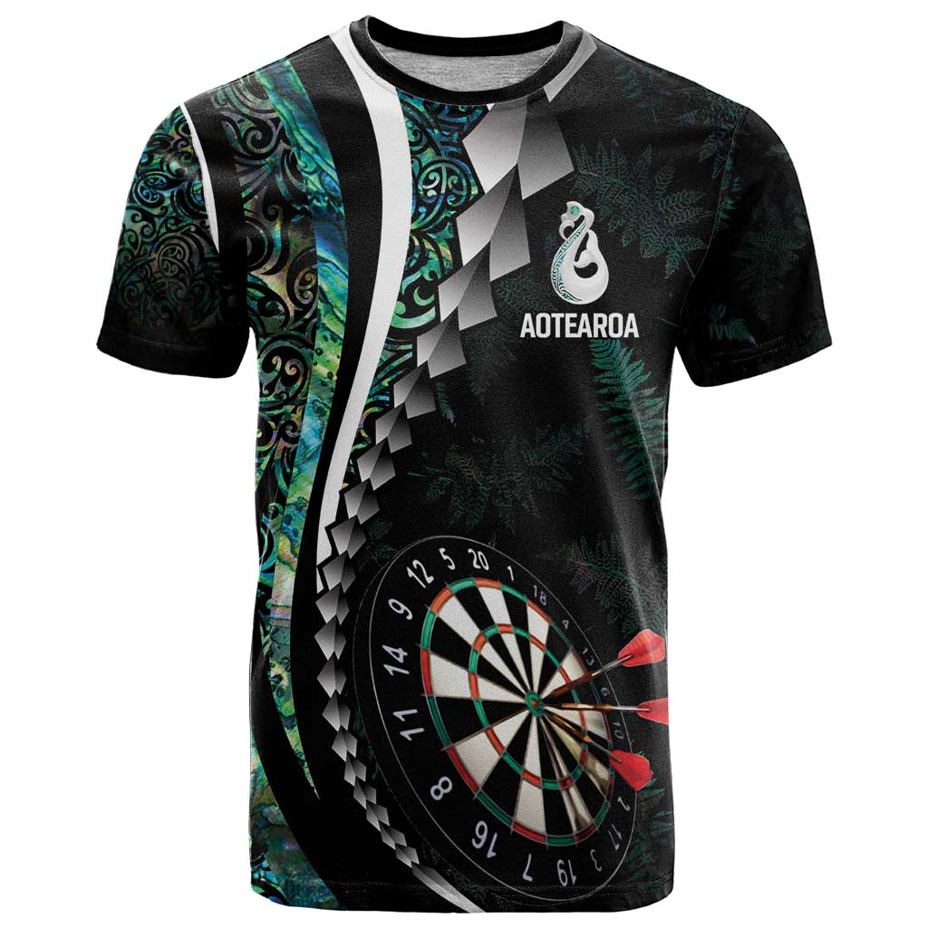 Personalized New Zealand Darts T Shirt Paua Shell Koiri - Manaia LT7 Green - Polynesian Pride