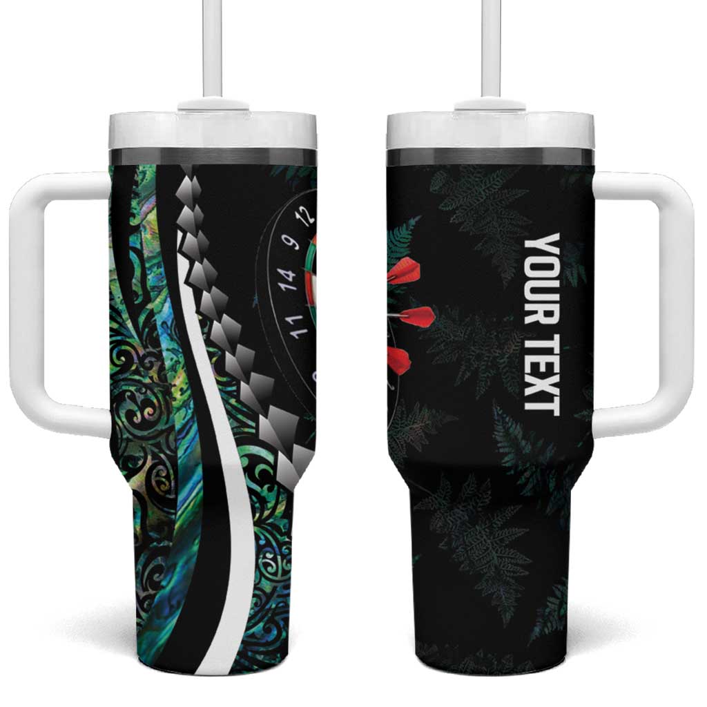 Personalized New Zealand Darts Tumbler With Handle Paua Shell Koiri - Manaia LT7 One Size: 40 oz Green - Polynesian Pride