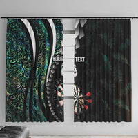 Personalized New Zealand Darts Window Curtain Paua Shell Koiri - Manaia LT7 With Hooks Green - Polynesian Pride