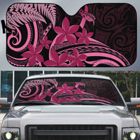 Aotearoa Maori Auto Sun Shade Pink Fern Ribbons on Black LT7 Black - Polynesian Pride