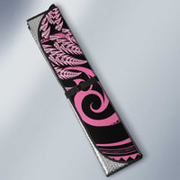 Aotearoa Maori Auto Sun Shade Pink Fern Ribbons on Black LT7 - Polynesian Pride