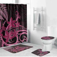 Aotearoa Maori Bathroom Set Pink Fern Ribbons on Black LT7 Bathroom Set (4 pcs) Black - Polynesian Pride
