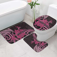 Aotearoa Maori Bathroom Set Pink Fern Ribbons on Black LT7 - Polynesian Pride