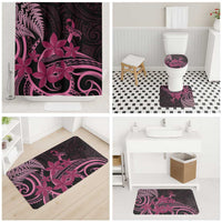 Aotearoa Maori Bathroom Set Pink Fern Ribbons on Black LT7 - Polynesian Pride