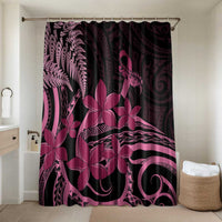 Aotearoa Maori Bathroom Set Pink Fern Ribbons on Black LT7 Shower Curtain Only Black - Polynesian Pride
