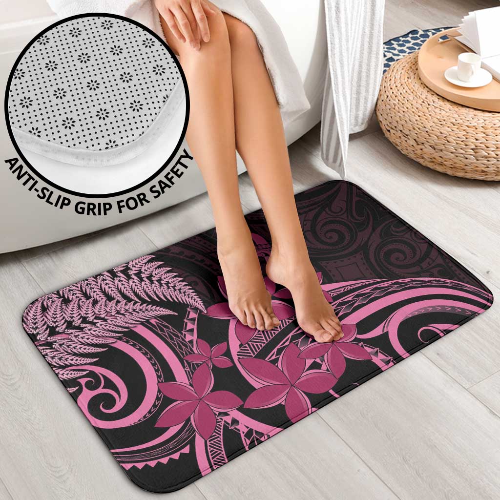 Aotearoa Maori Bathroom Set Pink Fern Ribbons on Black LT7 - Polynesian Pride