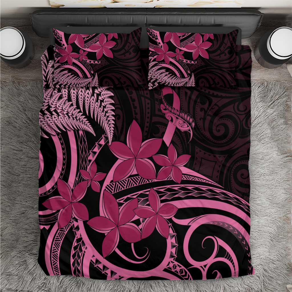 Aotearoa Maori Bedding Set Pink Fern Ribbons on Black LT7 Black - Polynesian Pride