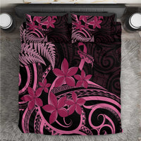 Aotearoa Maori Bedding Set Pink Fern Ribbons on Black LT7 Black - Polynesian Pride