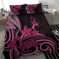 Aotearoa Maori Bedding Set Pink Fern Ribbons on Black LT7 - Polynesian Pride