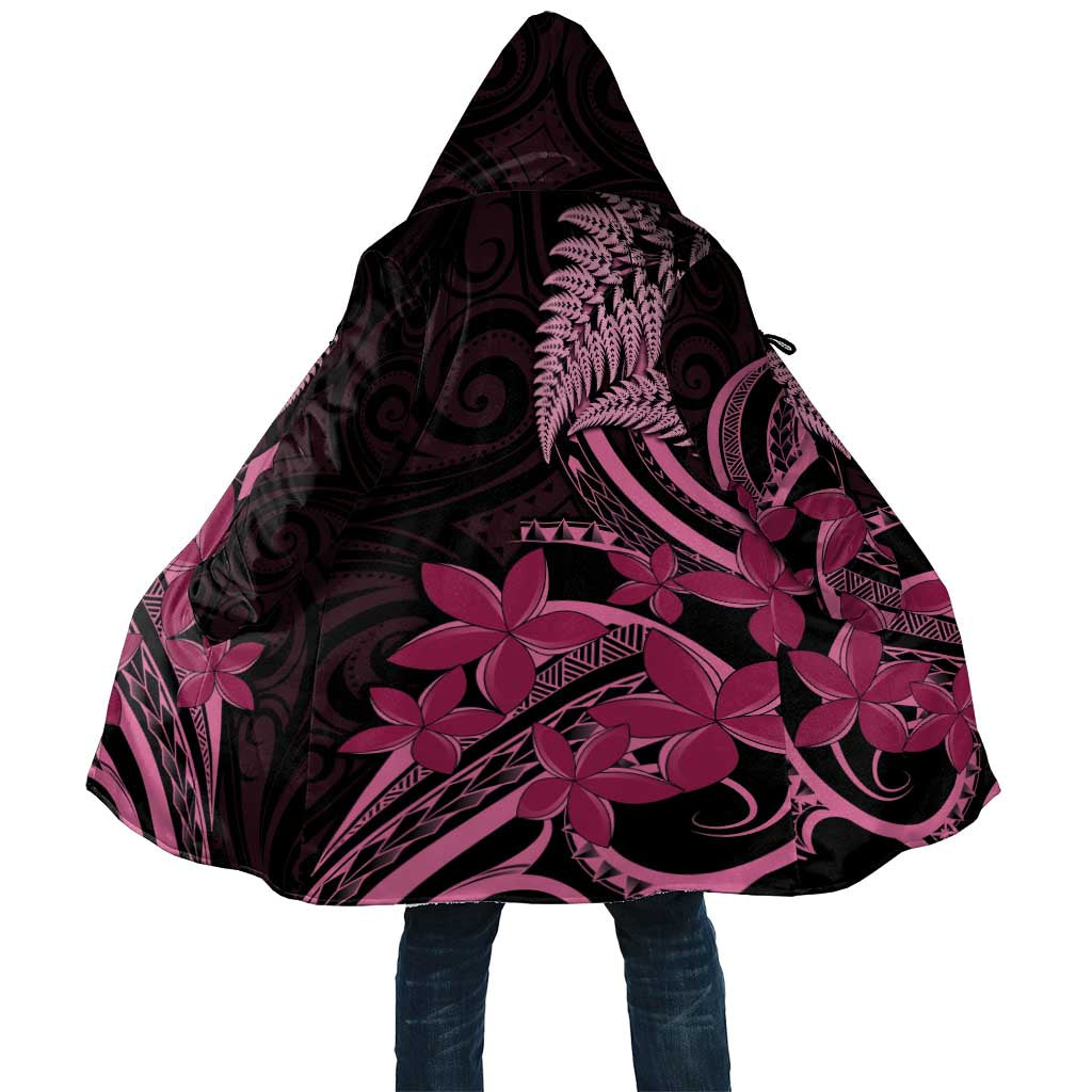 Aotearoa Maori Cloak Pink Fern Ribbons on Black LT7 Unisex Black - Polynesian Pride