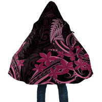Aotearoa Maori Cloak Pink Fern Ribbons on Black LT7 Unisex Black - Polynesian Pride