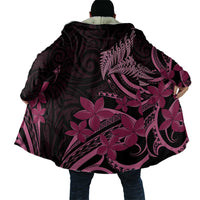 Aotearoa Maori Cloak Pink Fern Ribbons on Black LT7 - Polynesian Pride