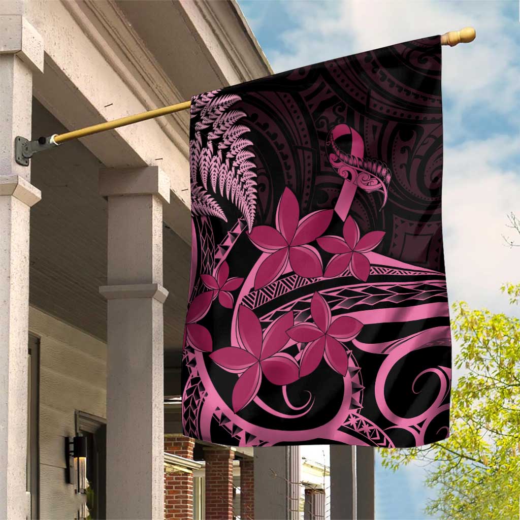 Aotearoa Maori Garden Flag Pink Fern Ribbons on Black LT7 House Flag Black - Polynesian Pride