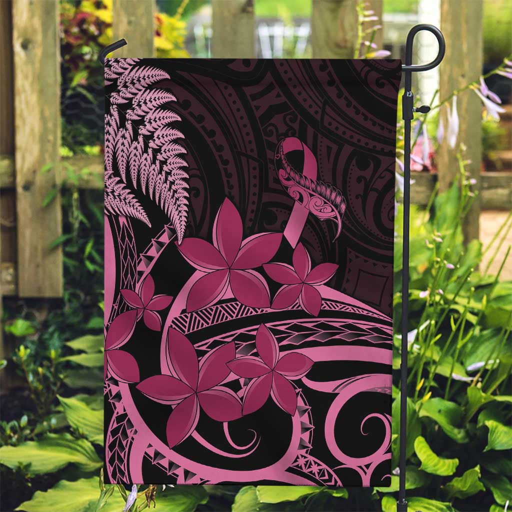 Aotearoa Maori Garden Flag Pink Fern Ribbons on Black LT7 Garden Flag Black - Polynesian Pride