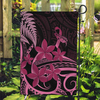 Aotearoa Maori Garden Flag Pink Fern Ribbons on Black LT7 Garden Flag Black - Polynesian Pride