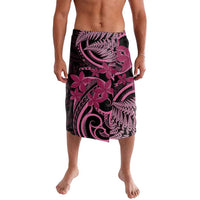 Aotearoa Maori Lavalava Pink Fern Ribbons on Black LT7 Black - Polynesian Pride