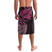 Aotearoa Maori Lavalava Pink Fern Ribbons on Black LT7 - Polynesian Pride