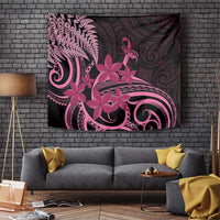 Aotearoa Maori Tapestry Pink Fern Ribbons on Black LT7 Black - Polynesian Pride