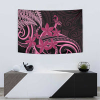 Aotearoa Maori Tapestry Pink Fern Ribbons on Black LT7 - Polynesian Pride