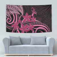Aotearoa Maori Tapestry Pink Fern Ribbons on Black LT7 - Polynesian Pride