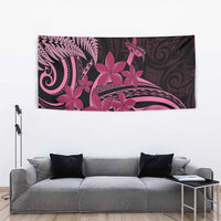 Aotearoa Maori Tapestry Pink Fern Ribbons on Black LT7 - Polynesian Pride