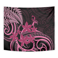 Aotearoa Maori Tapestry Pink Fern Ribbons on Black LT7 - Polynesian Pride