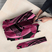 Aotearoa Maori Umbrella Pink Fern Ribbons on Black LT7 - Polynesian Pride